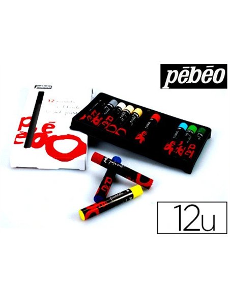 CRAYON PASTEL PÉBÉO HUILE LONGUEUR 67MM MINE DIAMÈTRE 10MM COLORIS ASSORTIS ÉTUI CARTON 12 UNITÉS