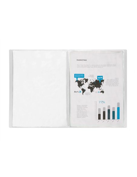 PROTÈGE-DOCUMENTS LIDERPAPEL POLYPROPYLÈNE COUVERTURE FLEXIBLE 30 POCHETTES FIXES A4 210X297MM TRANSPARENT