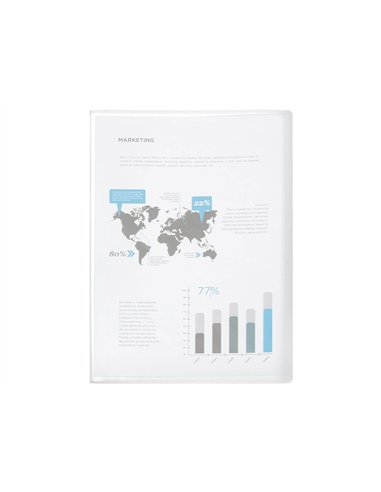 PROTÈGE-DOCUMENTS LIDERPAPEL POLYPROPYLÈNE COUVERTURE FLEXIBLE 20 POCHETTES FIXES A4 210X297MM TRANSPARENT