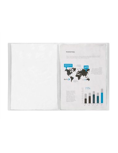 PROTÈGE-DOCUMENTS LIDERPAPEL POLYPROPYLÈNE COUVERTURE FLEXIBLE 20 POCHETTES FIXES A4 210X297MM TRANSPARENT