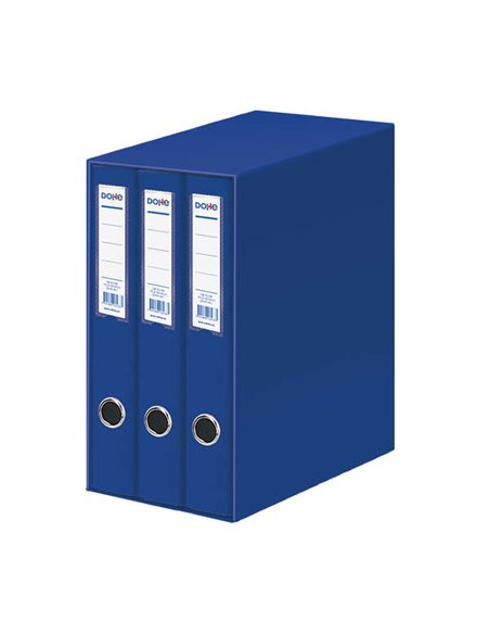 Classeur Dohe Oficolor 3 dossiers avec Rado - Dos étroit - Format Folio - Carton ligné - Couleur bleue