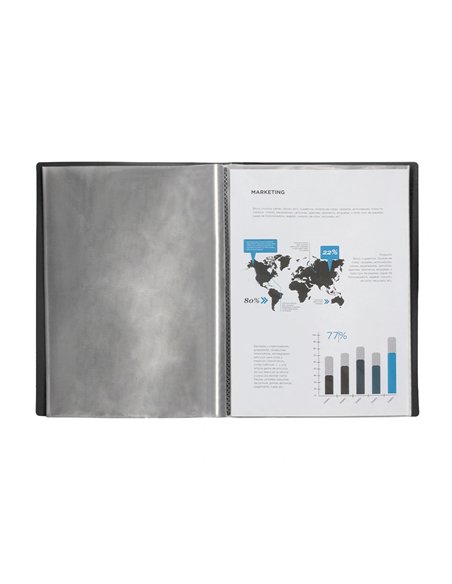 PROTEGE-DOCUMENTS LIDERPAPEL POLYPROPYLENE COUVERTURE  FLEXIBLE 60 POCHETTES FIXES A4 220X297MM NOIR OPAQUE