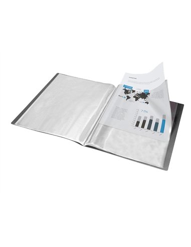 PROTEGE-DOCUMENTS LIDERPAPEL POLYPROPYLENE COUVERTURE  FLEXIBLE 60 POCHETTES FIXES A4 220X297MM NOIR OPAQUE