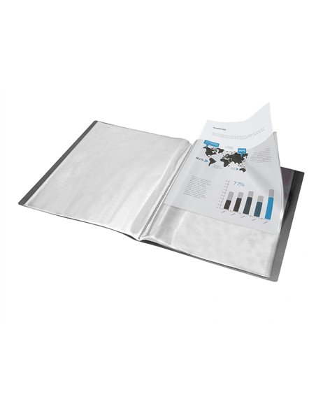 PROTEGE-DOCUMENTS LIDERPAPEL POLYPROPYLENE COUVERTURE  FLEXIBLE 60 POCHETTES FIXES A4 220X297MM NOIR OPAQUE