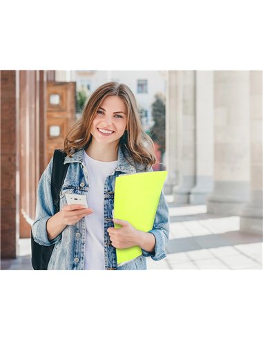 PROTEGE-DOCUMENTS LIDERPAPEL POLYPROPYLENE COUVERTURE  FLEXIBLE 60 POCHETTES FIXES A4 220X297MM JAUNE FLUO