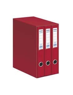 Classeur Dohe Oficolor 3 dossiers avec Rado - Dos étroit - Format Folio - Carton ligné - Couleur rouge