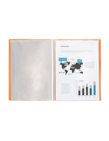PROTEGE-DOCUMENTS LIDERPAPEL POLYPROPYLENE COUVERTURE  FLEXIBLE 30 POCHETTES FIXES A4 220X297MM ORANGE FLUO