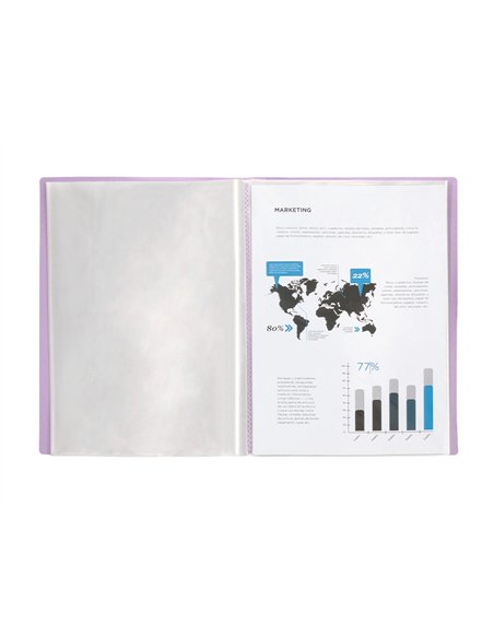 PROTEGE-DOCUMENTS LIDERPAPEL POLYPROPYLENE COUVERTURE  FLEXIBLE 30 POCHETTES FIXES A4 220X297MM LAVANDE OPAQUE