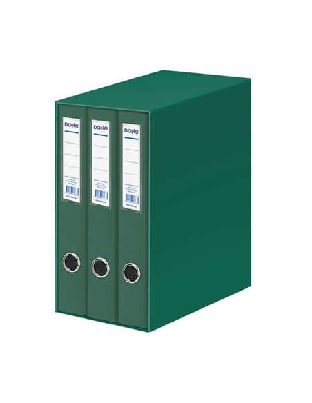 Classeur Dohe Oficolor 3 dossiers avec Rado - Dos étroit - Format Folio - Carton ligné - Couleur verte