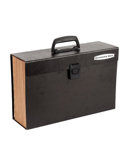 Mallette de classement robuste Bankers Box - 19 compartiments - Fermeture sécurisée par clic - Construction laminée - Feuille d'
