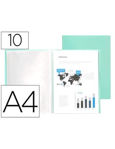 PROTEGE-DOCUMENTS LIDERPAPEL POLYPROPYLENE COUVERTURE  FLEXIBLE 10 POCHETTES FIXES A4 210X297MM VERT POMME