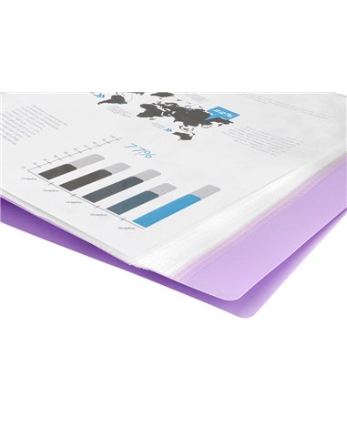 PROTEGE-DOCUMENTS LIDERPAPEL POLYPROPYLENE COUVERTURE  FLEXIBLE 10 POCHETTES FIXES A4 210X297MM LAVANDE OPAQUE