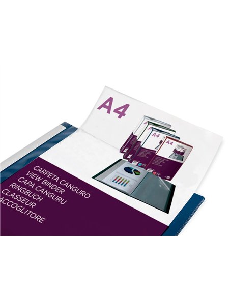 PROTEGE-DOCUMENTS LIDERPAPEL PERSONNALISABLE KANGOUROU POLYPROPYLENE 80 POCHETTES FIXES A4 COLORIS BLEU TRANSLUCIDE