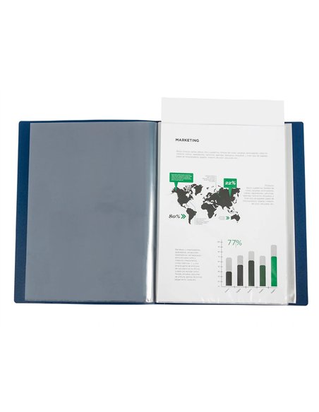 PROTEGE-DOCUMENTS LIDERPAPEL PERSONNALISABLE KANGOUROU POLYPROPYLENE 80 POCHETTES FIXES A4 COLORIS BLEU TRANSLUCIDE