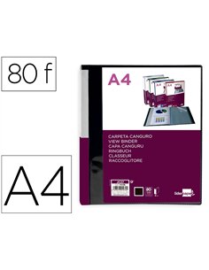 PROTEGE-DOCUMENTS LIDERPAPEL PERSONNALISABLE KANGOUROU POLYPROPYLENE 80 POCHETTES  FIXES A4 COLORIS NOIR OPAQUE