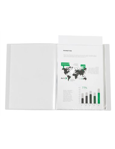 PROTEGE-DOCUMENTS LIDERPAPEL PERSONNALISABLE KANGOUROU POLYPROPYLENE 60 POCHETTES  FIXES A4 COLORIS TRANSPARENT