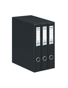 Classeur Dohe Oficolor 3 dossiers avec Rado - Dos étroit - Format Folio - Carton ligné - Noir