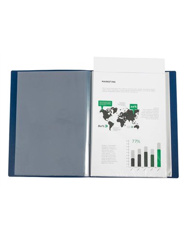 PROTEGE-DOCUMENTS LIDERPAPEL PERSONNALISABLE KANGOUROU POLYPROPYLENE 60 POCHETTES  FIXES A4 COLORIS BLEU