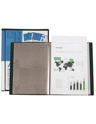 PROTÈGE-DOCUMENTS LIDERPAPEL PERSONNALISABLE KANGOUROU POLYPROPYLÈNE 40 POCHETTES FIXES A4 210X297MM COLORIS NOIR