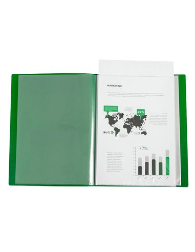 PROTEGE-DOCUMENTS LIDERPAPEL PERSONNALISABLE KANGOUROU POLYPROPYLENE 30 POCHETTES  FIXES A4 COLORIS VERT