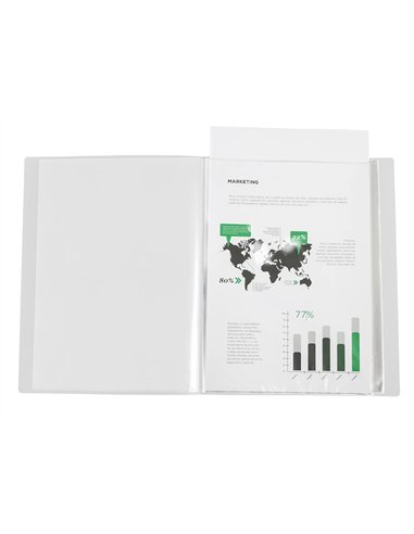 PROTEGE-DOCUMENTS LIDERPAPEL PERSONNALISABLE KANGOUROU POLYPROPYLENE 30 POCHETTES  FIXES A4 COLORIS TRANSPARENT