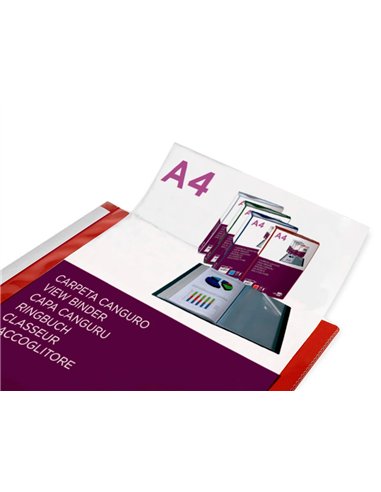 PROTEGE-DOCUMENTS LIDERPAPEL PERSONNALISABLE KANGOUROU POLYPROPYLENE 30 POCHETTES  FIXES A4 COLORIS ROUGE