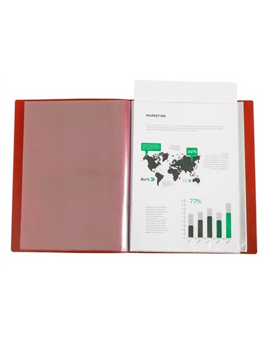 PROTEGE-DOCUMENTS LIDERPAPEL PERSONNALISABLE KANGOUROU POLYPROPYLENE 30 POCHETTES  FIXES A4 COLORIS ROUGE