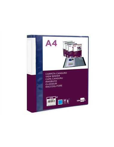 PROTEGE-DOCUMENTS LIDERPAPEL PERSONNALISABLE KANGOUROU POLYPROPYLENE 30 POCHETTES  FIXES A4 COLORIS BLEU