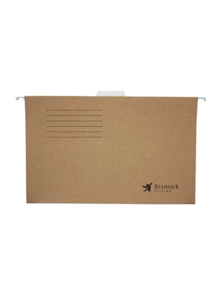 Bismark Lot de 3 chemises suspendues, format folio allongé, en kraft brun 230 g, tige en aluminium