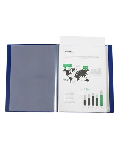 PROTEGE-DOCUMENTS LIDERPAPEL PERSONNALISABLE KANGOUROU POLYPROPYLENE 30 POCHETTES  FIXES A4 COLORIS BLEU