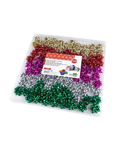 ÉTOILE ADHÉSIVE LIDERPAPEL FANTAISIE PETIT FORMAT LARGEUR ÉTOILE 4CM COLORIS MÉTALLISÉ