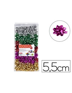 ÉTOILE ADHÉSIVE LIDERPAPEL FANTAISIE FORMAT MOYEN LARGEUR ÉTOILE 5.5CM COLORIS MÉTALLISÉ