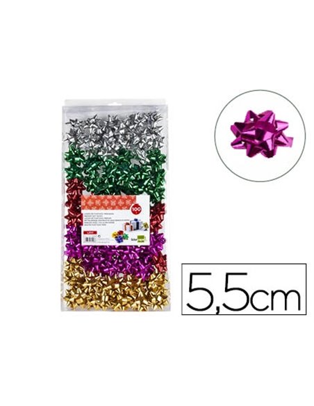 ÉTOILE ADHÉSIVE LIDERPAPEL FANTAISIE FORMAT MOYEN LARGEUR ÉTOILE 5.5CM COLORIS MÉTALLISÉ