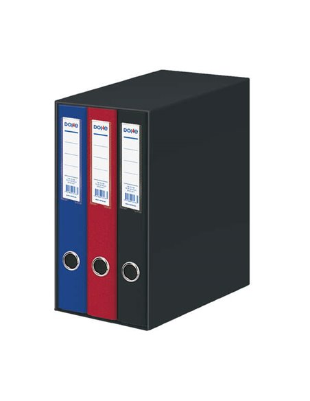 Classeur Dohe Oficolor 3 dossiers avec Rado - Dos étroit - Format Folio - Carton ligné - Couleurs assorties