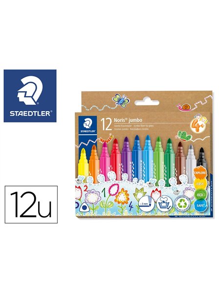 FEUTRES STAEDTLER JUMBO 328 COLORIS ASSORTIS POCHETTE DE  12