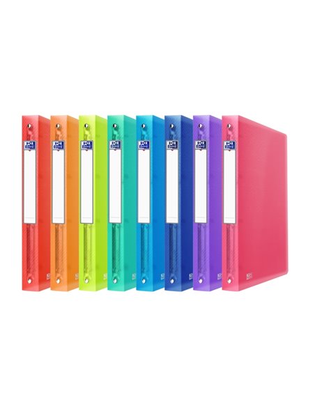 Classeur Oxford Urban A4 - Couverture plastique translucide - Dos 40 mm - 4 anneaux 30 mm - Couleurs assorties