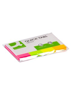 MARQUE-PAGES Q-CONNECT 20X50MM 200F REPOSITIONNABLE COLORIS FLUORESCENTS POCHETTE 4 BLOCS 50F 2