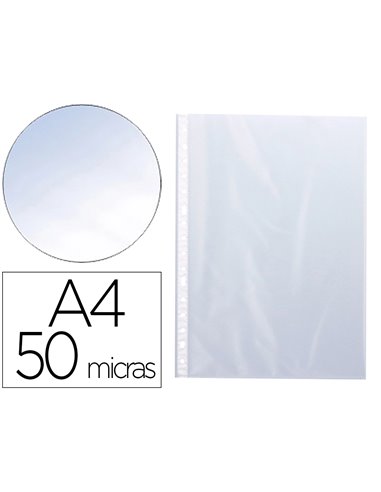 POCHETTE Q-CONNECT POLYPROPYLÈNE LISSE 5/100E PERFORÉE A4 CRISTAL ANTISTATIQUE SACHET 10 UNITÉS