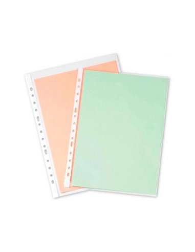 POCHETTE Q-CONNECT POLYPROPYLÈNE LISSE 5/100E PERFORÉE A4 CRISTAL ANTISTATIQUE SACHET 10 UNITÉS