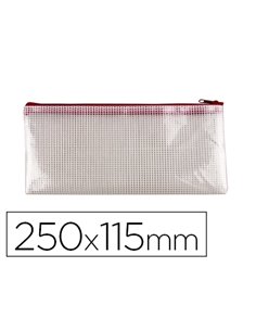 POCHETTE Q-CONNECT PORTE-DOCUMENTS PVC TAILLE CHÈQUE OUVERTURE SUPÉRIEURE AVEC FERMETURE ÉCLAIR COLORIS ROUGE