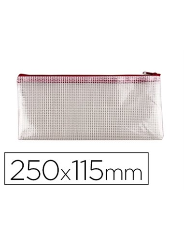 POCHETTE Q-CONNECT PORTE-DOCUMENTS PVC TAILLE CHÈQUE OUVERTURE SUPÉRIEURE AVEC FERMETURE ÉCLAIR COLORIS ROUGE