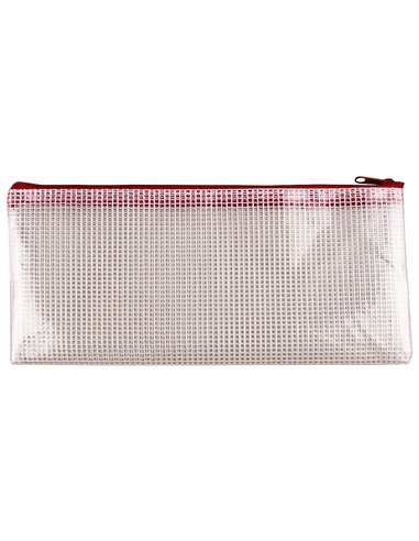 POCHETTE Q-CONNECT PORTE-DOCUMENTS PVC TAILLE CHÈQUE OUVERTURE SUPÉRIEURE AVEC FERMETURE ÉCLAIR COLORIS ROUGE
