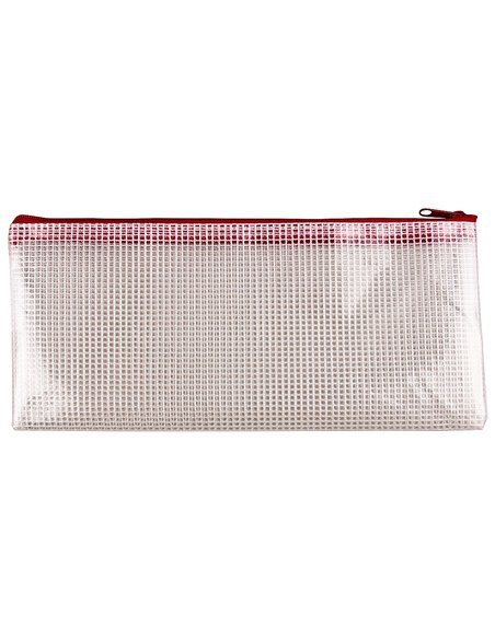 POCHETTE Q-CONNECT PORTE-DOCUMENTS PVC TAILLE CHÈQUE OUVERTURE SUPÉRIEURE AVEC FERMETURE ÉCLAIR COLORIS ROUGE
