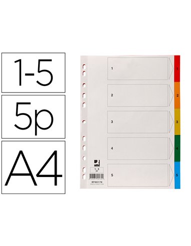 INTERCALAIRE Q-CONNECT PLASTIQUE 5 POSITIONS A4  INDICE MULTIPERFORE