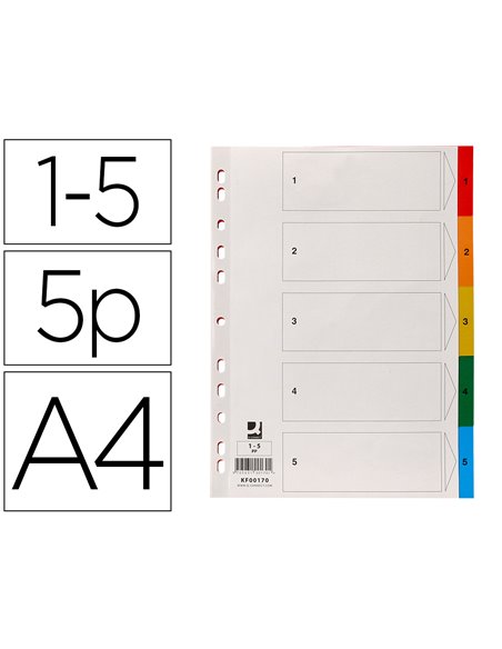INTERCALAIRE Q-CONNECT PLASTIQUE 5 POSITIONS A4  INDICE MULTIPERFORE