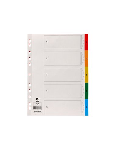 INTERCALAIRE Q-CONNECT PLASTIQUE 5 POSITIONS A4  INDICE MULTIPERFORE