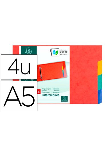 INTERCALAIRES POUR FICHES BRISTOL A5 148X210MM 4  POSITIONS