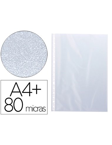 POCHETTE Q-CONNECT POLYPROPYLENE GRAINE PERFOREE FOLIO 80 MC SACHET 10 UNITES