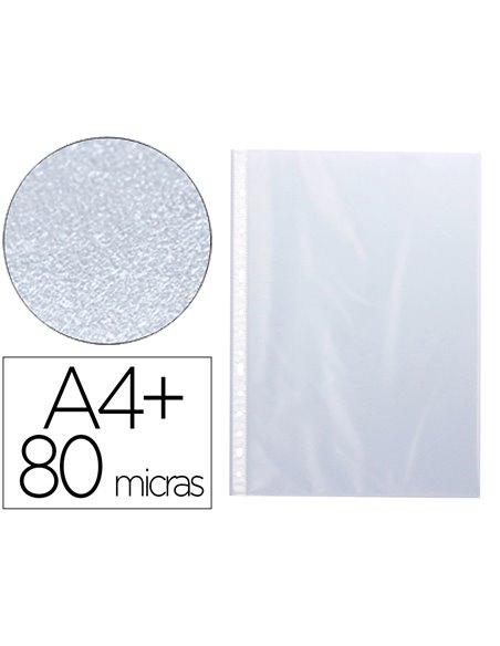 POCHETTE Q-CONNECT POLYPROPYLENE GRAINE PERFOREE FOLIO 80 MC SACHET 10 UNITES