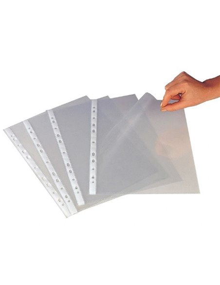 POCHETTE Q-CONNECT POLYPROPYLENE GRAINE PERFOREE FOLIO 80 MC SACHET 10 UNITES
